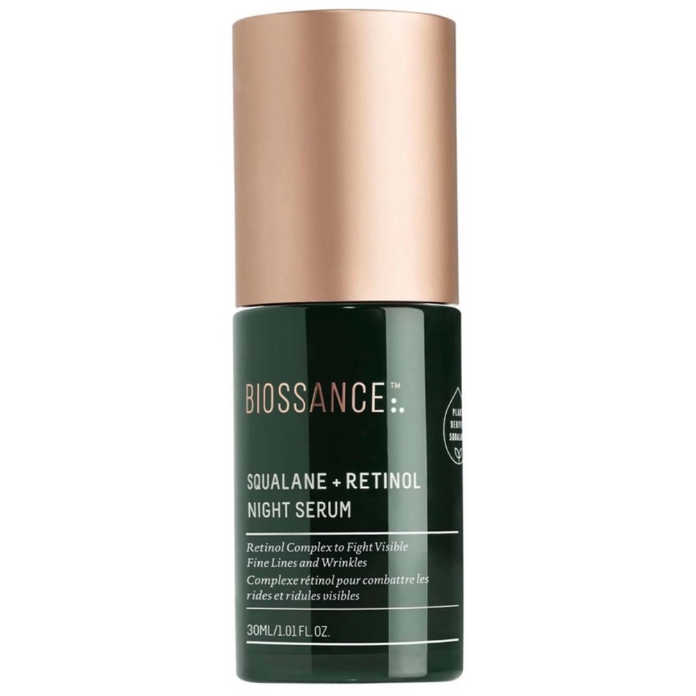 Biossance Squalane + Retinol Night Serum - Deep Green and Rose Gold